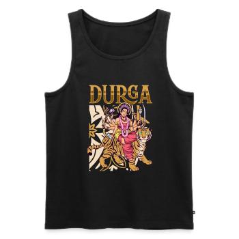 Dieu hindou - Durga - Débardeur bio Premium Homme - noir - Devant - Michal (187cm)