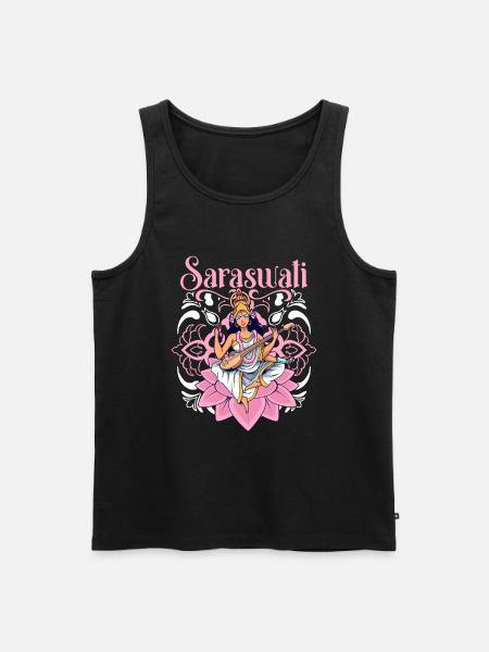 Hindu God - Saraswati - Men's Premium Organic Tank Top - black