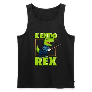 TREX macht Kendo - Männer Premium Bio Tank Top - Schwarz - Vorne - AI Model Male 178 light (178cm)