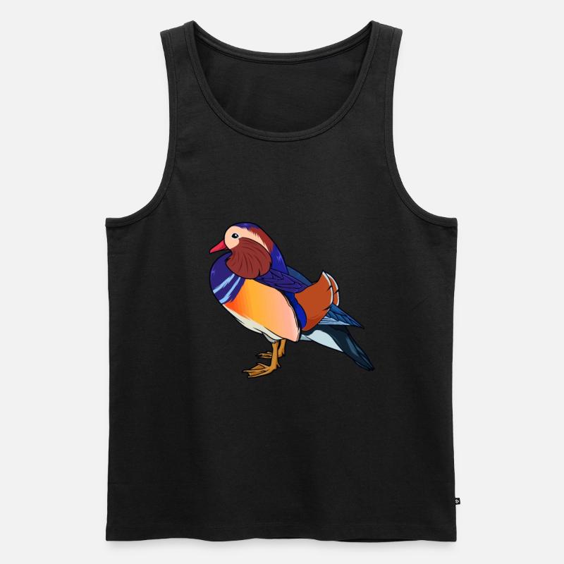 Zeichnung einer Mandarinente - Männer Premium Bio Tank Top - Schwarz