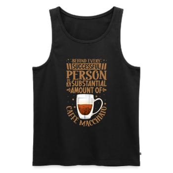 Succès seulement avec le Caffè macchiato - Débardeur bio Premium Homme - noir - Devant - AI Model Male 178 light (178cm)