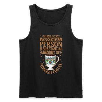 Erfolgreich nur mit Turkish Coffee - Männer Premium Bio Tank Top - Schwarz - Vorne - AI Model Male 178 light (178cm)