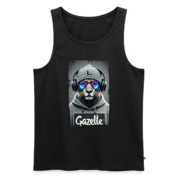 Tiger Gazelle Hipster - Men's Premium Organic Tank Top - black - Front - Michal (187cm)