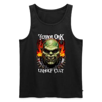 Terror Ork Orc Unholy Cult - Männer Premium Bio Tank Top - Schwarz - Vorne - AI Model Male 178 light (178cm)