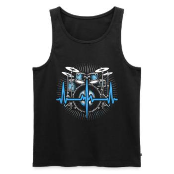 Cadeau Pour Batteur Battement De Coeur Batterie - Débardeur bio Premium Homme - noir - Devant - Michal (187cm)