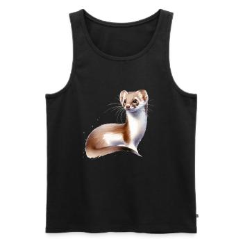 Aquarelle Souris Belette - Débardeur bio Premium Homme - noir - Devant - AI Model Male 178 light (178cm)