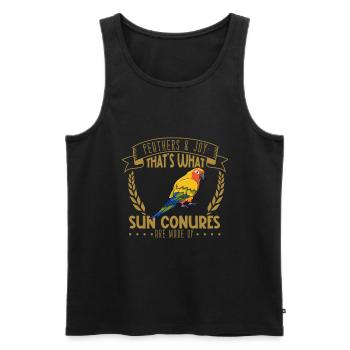 Feathers and Joy - Sun Parakeet - Men's Premium Organic Tank Top - black - Front - AI Model Male 178 light (178cm)