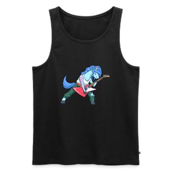 Guitare électrique rock licorne de dessin animé - Débardeur bio Premium Homme - noir - Devant - Michal (187cm)