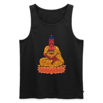 Bouddhisme Dieu Bodhisattva Amitabha - Débardeur bio Premium Homme - noir - Devant - AI Model Male 178 light (178cm)