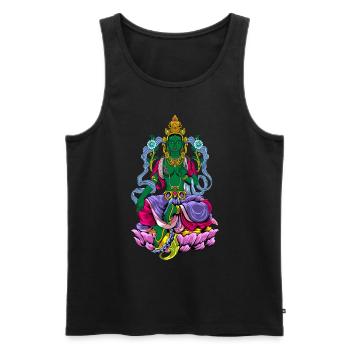 Buddhism God Bodhisattva Green Tara - Men's Premium Organic Tank Top - black - Front - AI Model Male 178 light (178cm)