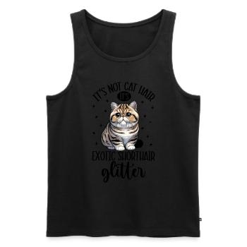 Paillettes Chat - Exotic Shorthair - Débardeur bio Premium Homme - noir - Devant - Michal (187cm)