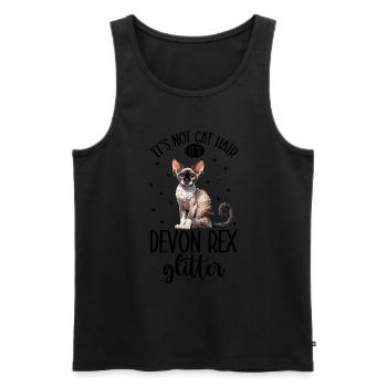 Paillettes Chats - Devon Rex - Débardeur bio Premium Homme - noir - Devant - AI Model Male 178 light (178cm)