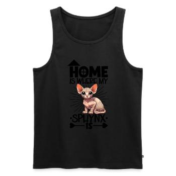 Home - Sphynx - Men's Premium Organic Tank Top - black - Front - Michal (187cm)