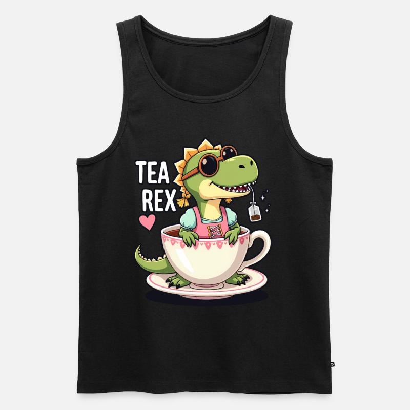 Tea Rex Trachtenshirt Dirndl T-Rex - Männer Premium Bio Tank Top - Schwarz