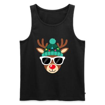 Weihnachts Rentier mit roter Nase - Männer Premium Bio Tank Top - Schwarz - Vorne - Michal (187cm)