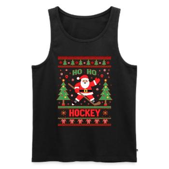 Weihnachtsmann auf dem Eis – "Ho Ho Hockey" - Männer Premium Bio Tank Top - Schwarz - Vorne - Michal (187cm)