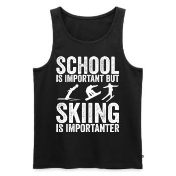 Schule ist wichtig, aber Skifahren ist noch wichtiger - Männer Premium Bio Tank Top - Schwarz - Vorne - AI Model Male 178 light (178cm)