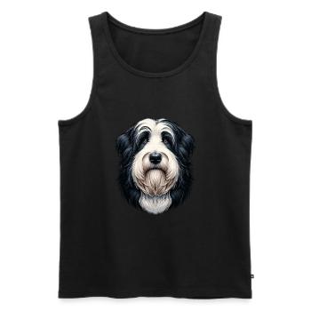 Visage de chien - Bearded Collie - Débardeur bio Premium Homme - noir - Devant - AI Model Male 178 light (178cm)