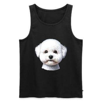 Visage de chien - Bichon Frisé - Débardeur bio Premium Homme - noir - Devant - AI Model Male 178 light (178cm)