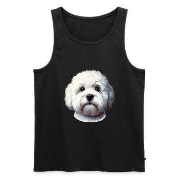 Visage de chien - Bolognaise - Débardeur bio Premium Homme - noir - Devant - AI Model Male 178 light (178cm)