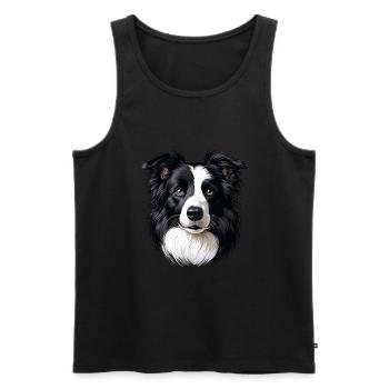Visage de chien - Border Collie - Débardeur bio Premium Homme - noir - Devant - AI Model Male 178 light (178cm)