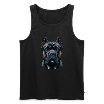 Visage de chien - Cane Corso - Débardeur bio Premium Homme - noir - Devant - AI Model Male 178 light (178cm)