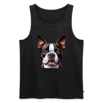 Visage de chien - Boston Terrier - Débardeur bio Premium Homme - noir - Devant - AI Model Male 178 light (178cm)