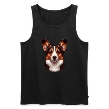 Dog Face - Welsh Corgi Cardigan - Men's Premium Organic Tank Top - black - Front - Michal (187cm)