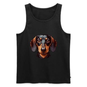 Visage de chien - Teckel - Débardeur bio Premium Homme - noir - Devant - AI Model Male 178 light (178cm)