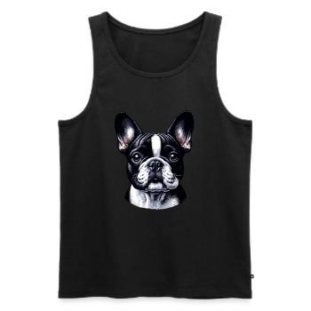 Visage de chien - Bouledogue français - Débardeur bio Premium Homme - noir - Devant - AI Model Male 178 light (178cm)