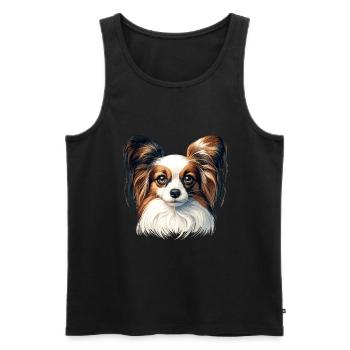 Visage de chien - Papillon - Débardeur bio Premium Homme - noir - Devant - AI Model Male 178 light (178cm)