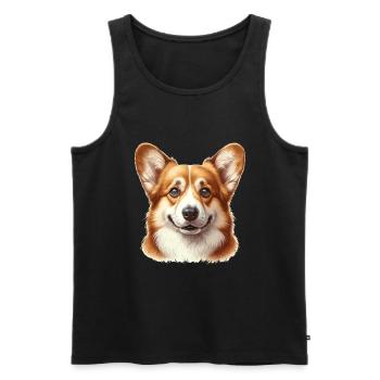 Dog Face - Welsh Corgi Pembroke - Men's Premium Organic Tank Top - black - Front - Michal (187cm)