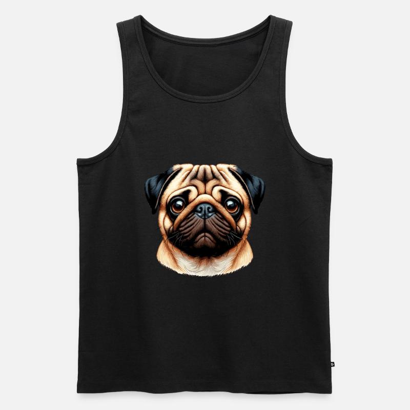 Hundegesicht - Mops - Männer Premium Bio Tank Top - Schwarz