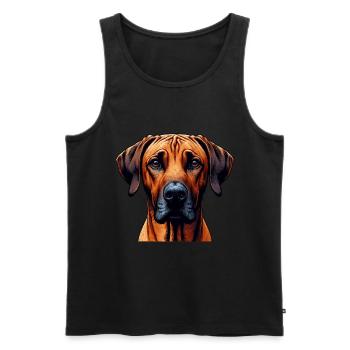 Visage de chien - Rhodesian Ridgeback - Débardeur bio Premium Homme - noir - Devant - AI Model Male 178 light (178cm)