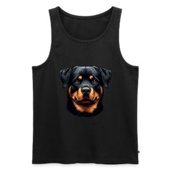 Visage de chien - Rottweiler - Débardeur bio Premium Homme - noir - Devant - AI Model Male 178 light (178cm)