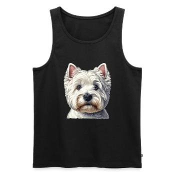 Visage de chien - West Highland Terrier - Débardeur bio Premium Homme - noir - Devant - Michal (187cm)