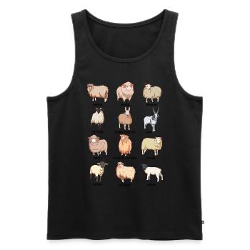 Schafrassen - Schafmotiv - Männer Premium Bio Tank Top - Schwarz - Vorne - AI Model Male 178 light (178cm)