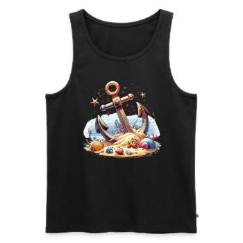 Anchor with Cute Crab - Anchor Motif - Men's Premium Organic Tank Top - black - Front - Michal (187cm)