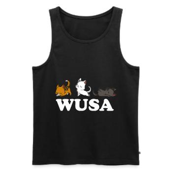 Chat de Wusa - Débardeur bio Premium Homme - noir - Devant - AI Model Male 178 light (178cm)