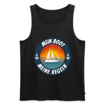 Mein Boot meine Regeln Segelboot - Männer Premium Bio Tank Top - Schwarz - Vorne - Michal (187cm)