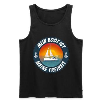 Mein Boot ist meine Freiheit Segelboot - Männer Premium Bio Tank Top - Schwarz - Vorne - Michal (187cm)