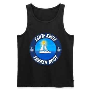 Echte Kerle Fahren Boot - Männer Premium Bio Tank Top - Schwarz - Vorne - Michal (187cm)
