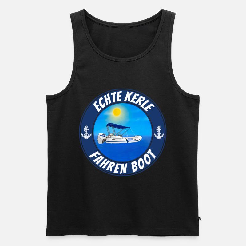 Echte Kerle Fahren Boot - Männer Premium Bio Tank Top - Schwarz