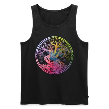 Yggdrasil Arbre de Vie Viking Symbole nordique - Débardeur bio Premium Homme - noir - Devant - AI Model Male 178 light (178cm)