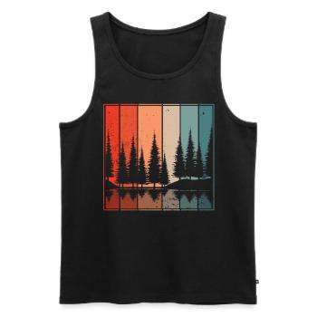 Retro Forest Randonnée en plein air Nature - Débardeur bio Premium Homme - noir - Devant - Michal (187cm)