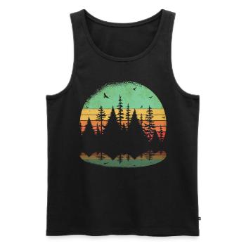 Retro Forest Randonnée en plein air Nature - Débardeur bio Premium Homme - noir - Devant - Michal (187cm)