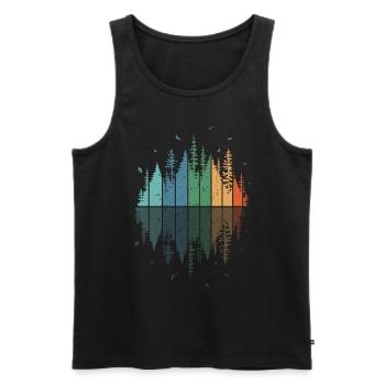 Retro Forest Randonnée en plein air Nature - Débardeur bio Premium Homme - noir - Devant - Michal (187cm)