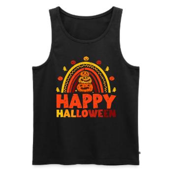 Halloween Regenbogen Happy Hallowen mit Kürbis - Männer Premium Bio Tank Top - Schwarz - Vorne - Michal (187cm)