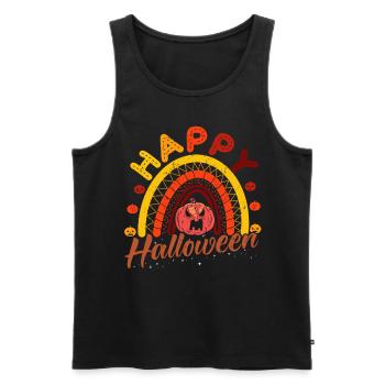 Halloween Regenbogen Happy Hallowen mit Kürbis - Männer Premium Bio Tank Top - Schwarz - Vorne - Michal (187cm)