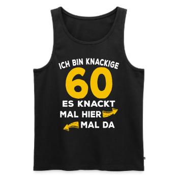 60 Geburtstag Knackig Spruch - Männer Premium Bio Tank Top - Schwarz - Vorne - Michal (187cm)
